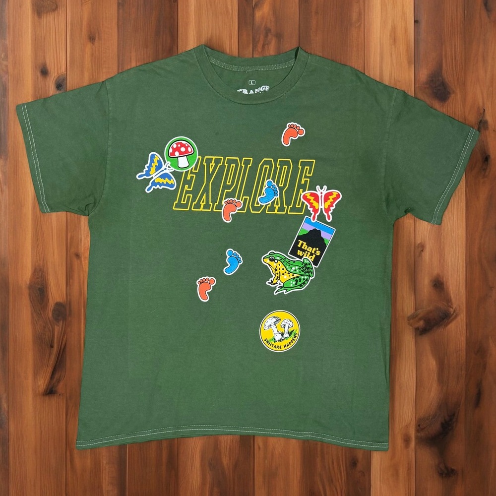 Strange Daze T-Shirt Adult Large Explore Graphic‎ Mushroom Frog Naturecore Tee